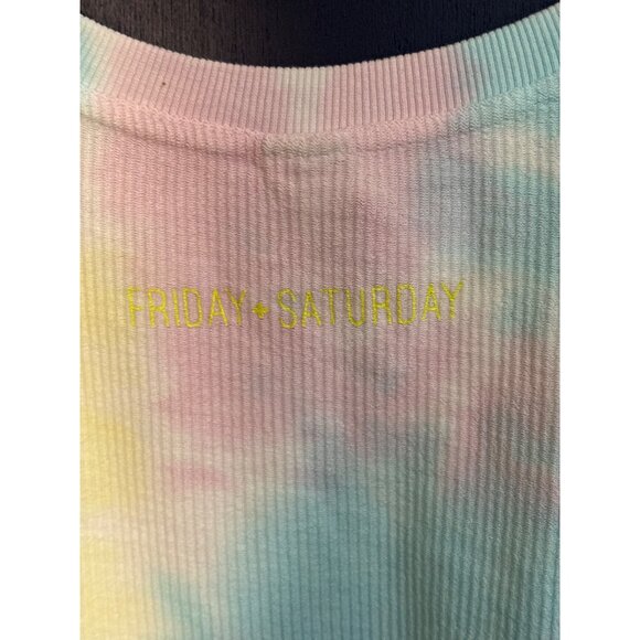 Chicka-D Oversized MediumTie-Dye Waffle Knit Long Sleeve Shirt W/ Smile Graphic - Picture 5 of 5